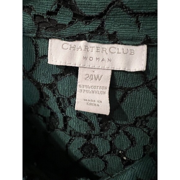 Charter Club Blouse Womens Plus 24W Button Up Lace Sheer Top Dark Romantic Fairy - Picture 6 of 9